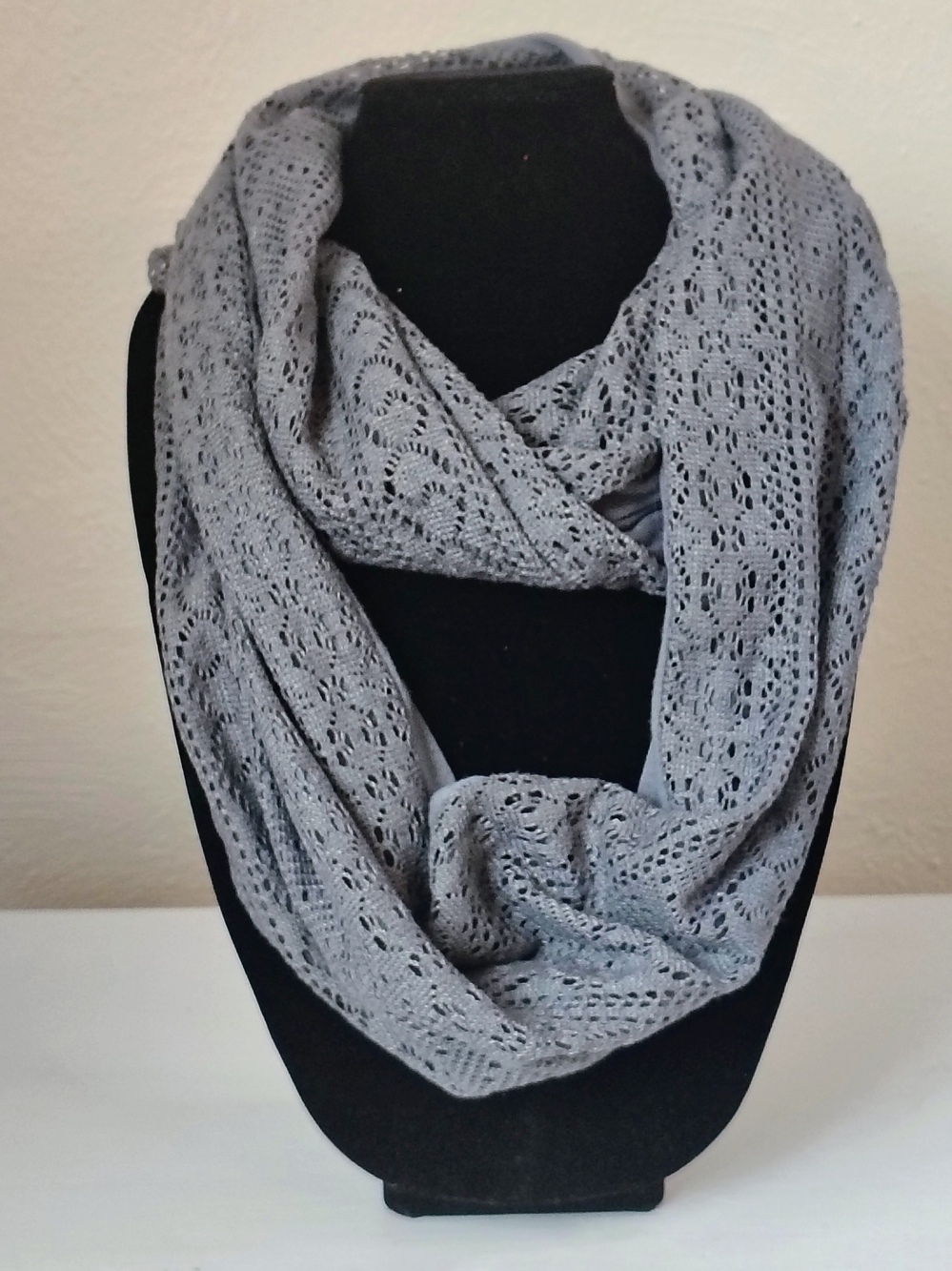 Light Gray Lace Infinity Scarf Size OS